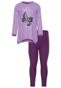 KIDSWORLD Longshirt & Leggings für kleine Mädchen (Set, 2-tlg) mit Glitzerdetails
