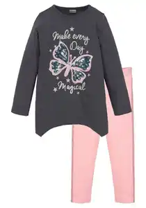 KIDSWORLD Longshirt & Leggings für kleine Mädchen (Set, 2-tlg) mit Glitzerdetails