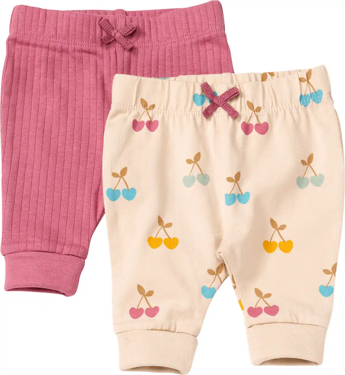 Bild 1 von ALANA Leggings mit Kirschen-Muster & Mitwachsfunktion, rosa + beige, Gr. 68, 2 St