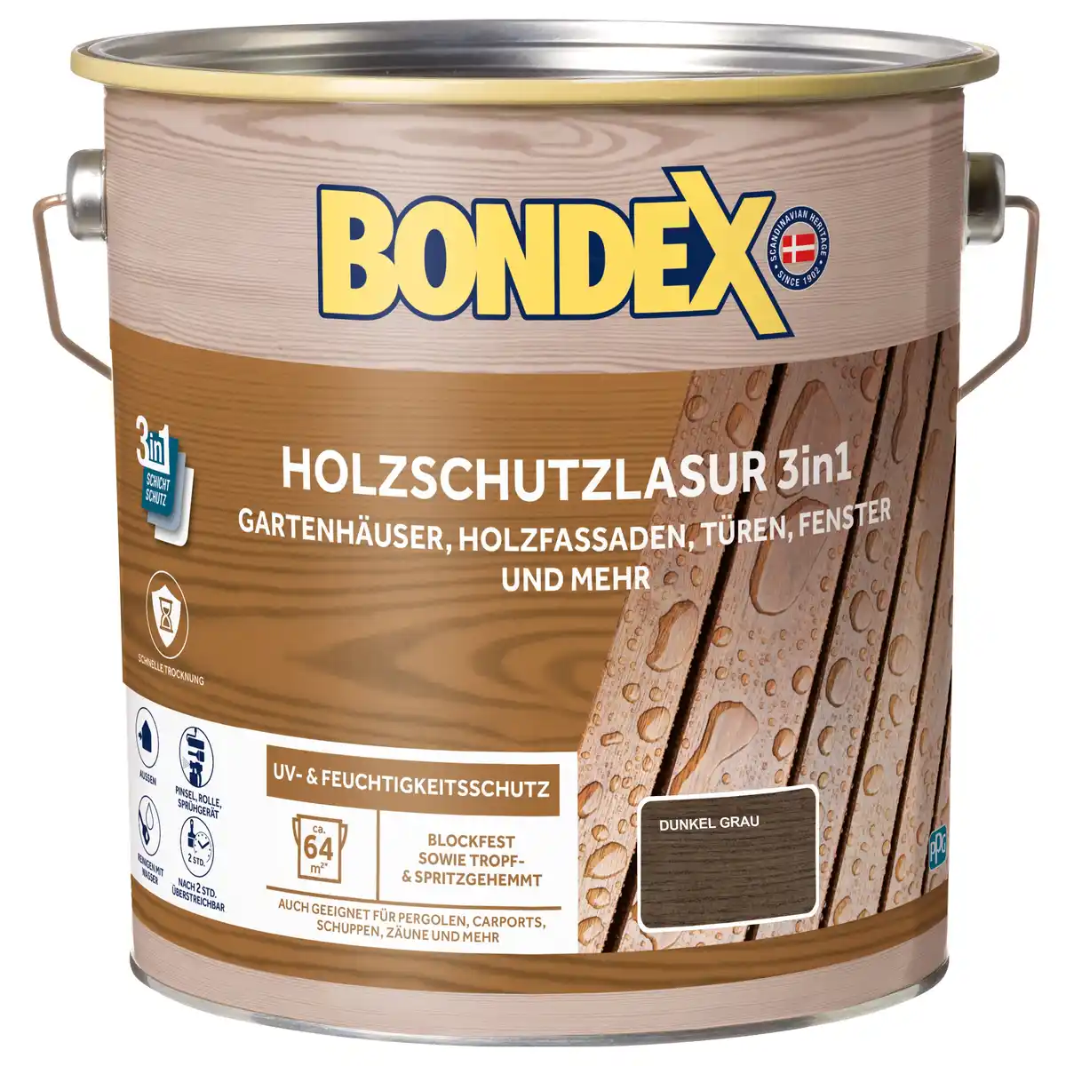 Bild 1 von Bondex Holzschutzlasur 3in1 4 L dunkelgrau