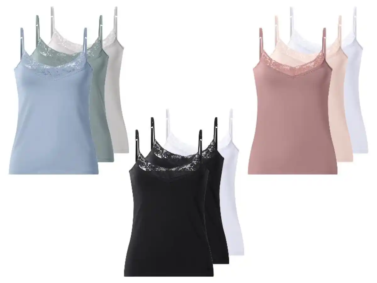Bild 3 von ESMARA® Damen Spaghettiträgerhemd mit Spitze, 3 Stück