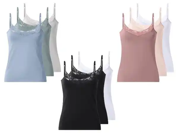 Bild 3 von ESMARA® Damen Spaghettiträgerhemd mit Spitze, 3 Stück