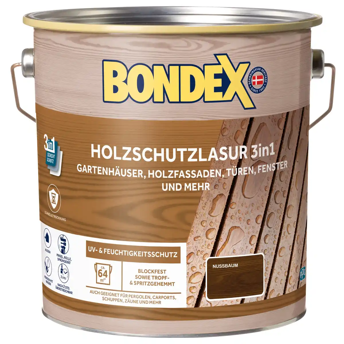 Bild 1 von Bondex Holzschutzlasur 3in1 4 L nussbaum