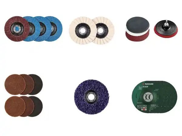 Bild 3 von PARKSIDE® Fächerscheiben-Set / Polierscheiben / Klettschleifteller mit Schleifpapier-Set / Schleifvlies-Set / Reinigungsscheibe /,  2 x