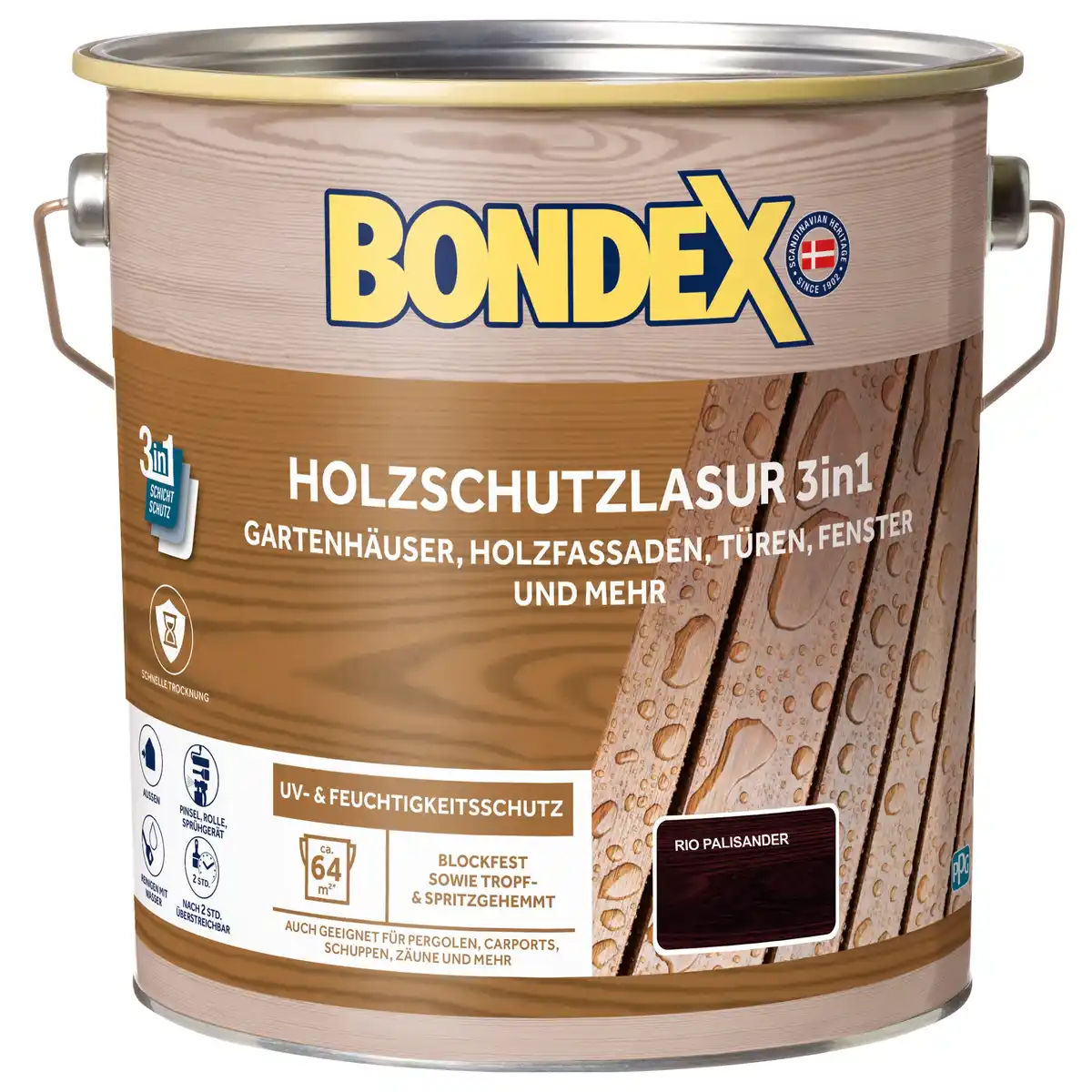 Bild 1 von Bondex Holzschutzlasur 3in1 4 L rio-palisander