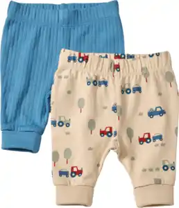 ALANA Leggings mit Traktor-Muster & Mitwachsfunktion, blau + beige, Gr. 56, 2 St