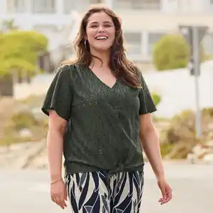 Damen-T-Shirt mit Knopfleiste, große Größen