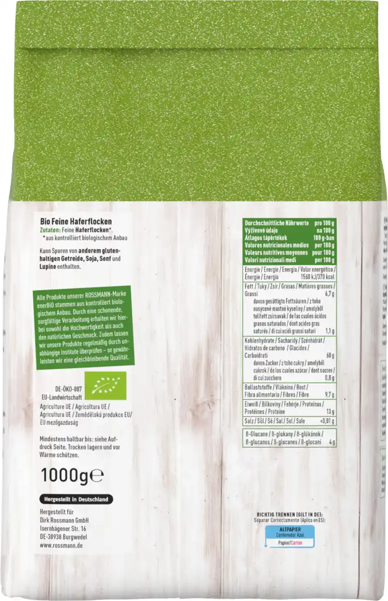Bild 4 von enerBiO Haferflocken Feinblatt, 1.000 g