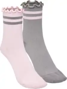 IDEENWELT Damen-Ripp-Socken grau/rosa Gr. 39/42