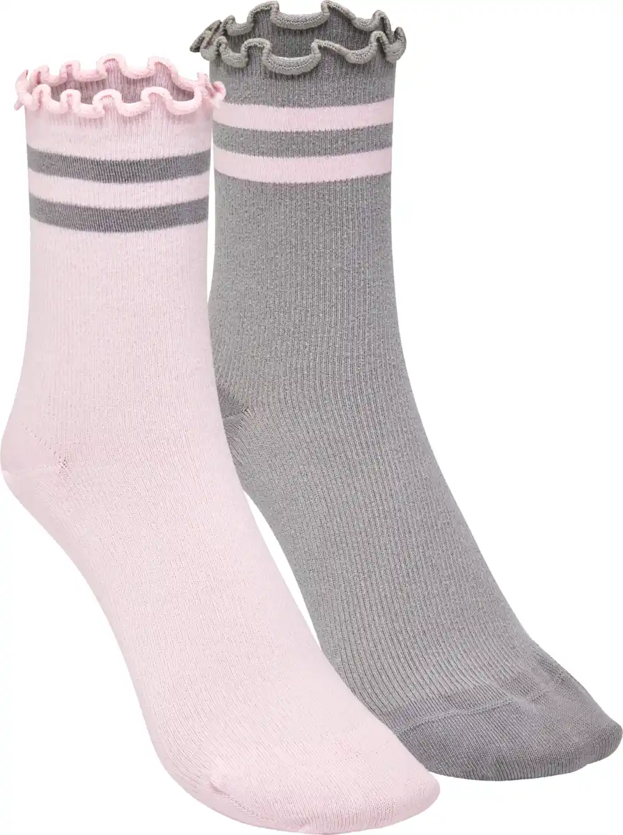 Bild 1 von IDEENWELT Damen-Ripp-Socken grau/rosa Gr. 39/42