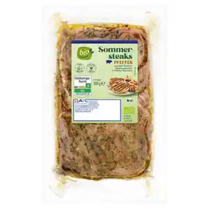 Bio-Schweine Sommersteak mariniert 400 g, Pfeffer