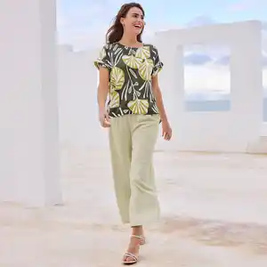 Damen-Hose aus Viskose-Leinen-Mix
