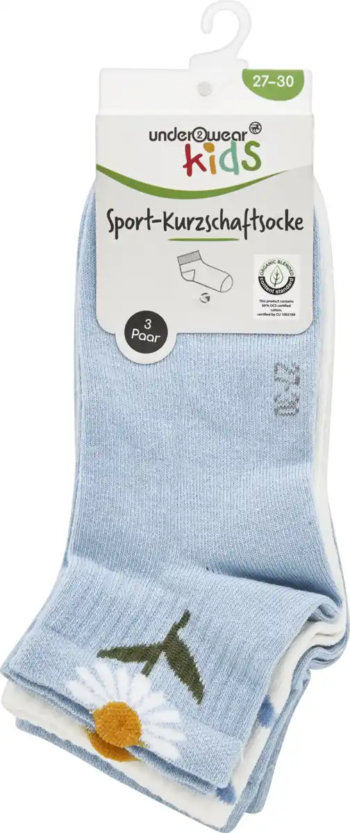 Bild 1 von under2wear kids 3er Crew-Kurzschaftso Mäd 27/30 OCS