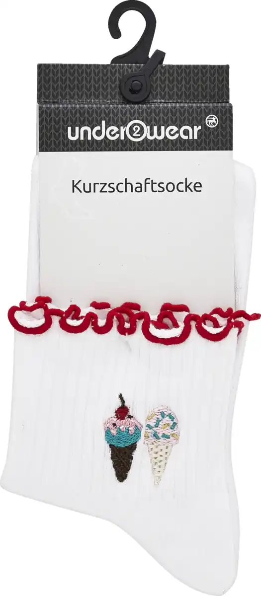 Bild 1 von under2wear Kurzschaftsocke Stickerei Eis weiß/rot 39/42