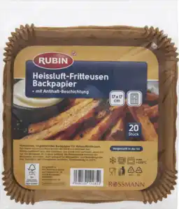 RUBIN Heissluft-Fritteusen Backpapier