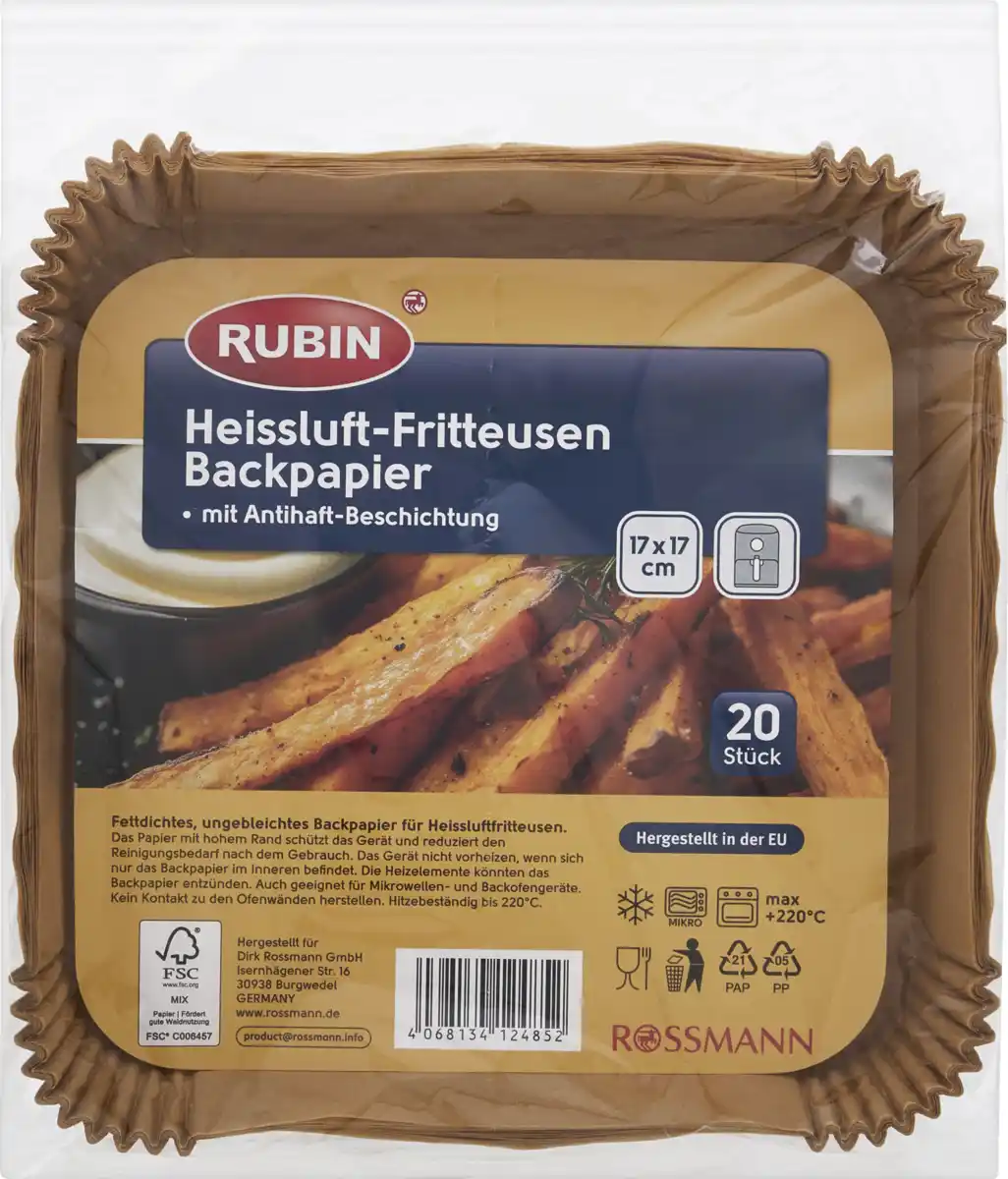 Bild 1 von RUBIN Heissluft-Fritteusen Backpapier