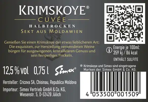 Bild 3 von Krimskoye Sekt aus Moldawien weiß halbtrocken