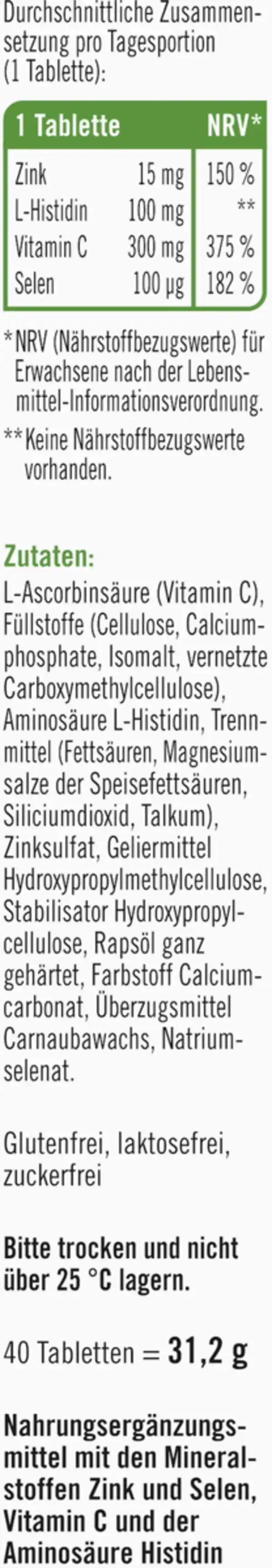 Bild 2 von taxofit Zink+Histidin+Selen Depot Tabletten, 31,5 g