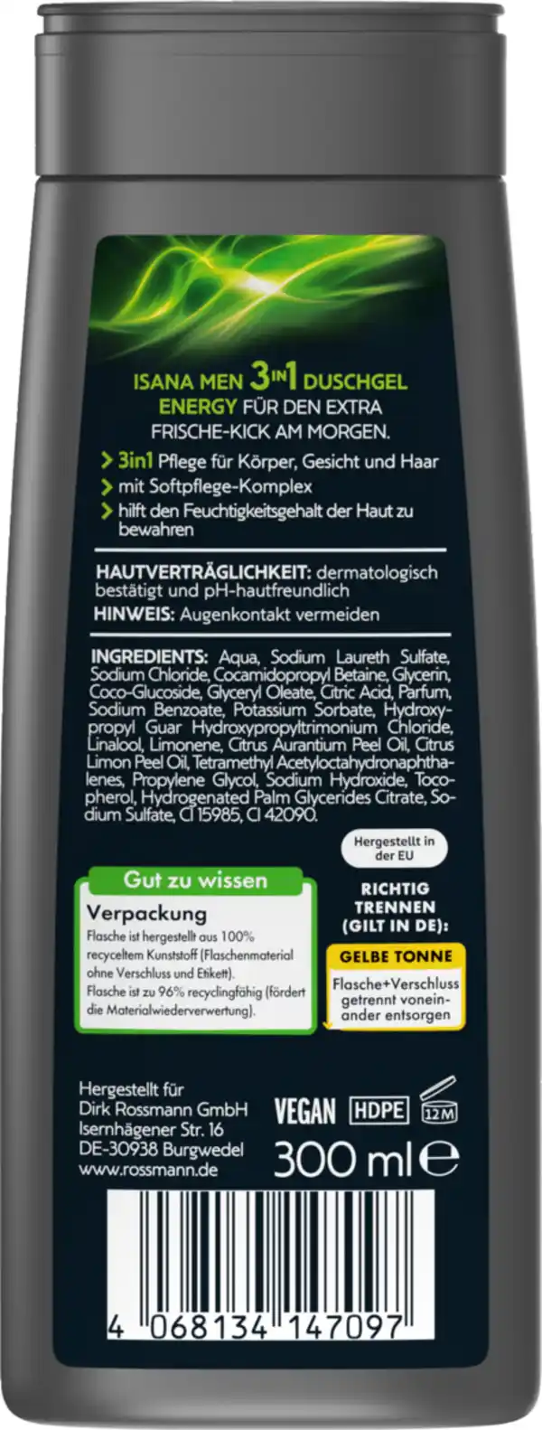 Bild 2 von ISANA MEN 3in1 Duschgel Energy, 300 ml