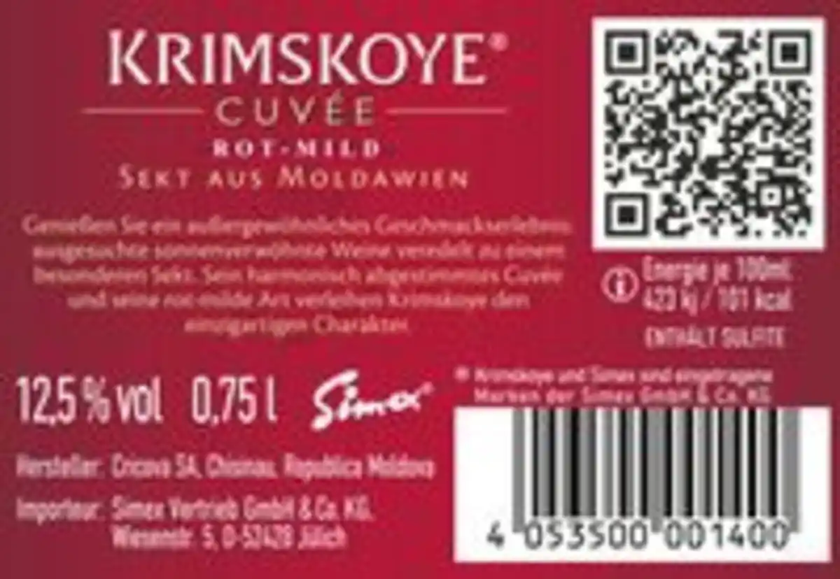 Bild 2 von Krimskoye Sekt aus Moldawien rot mild