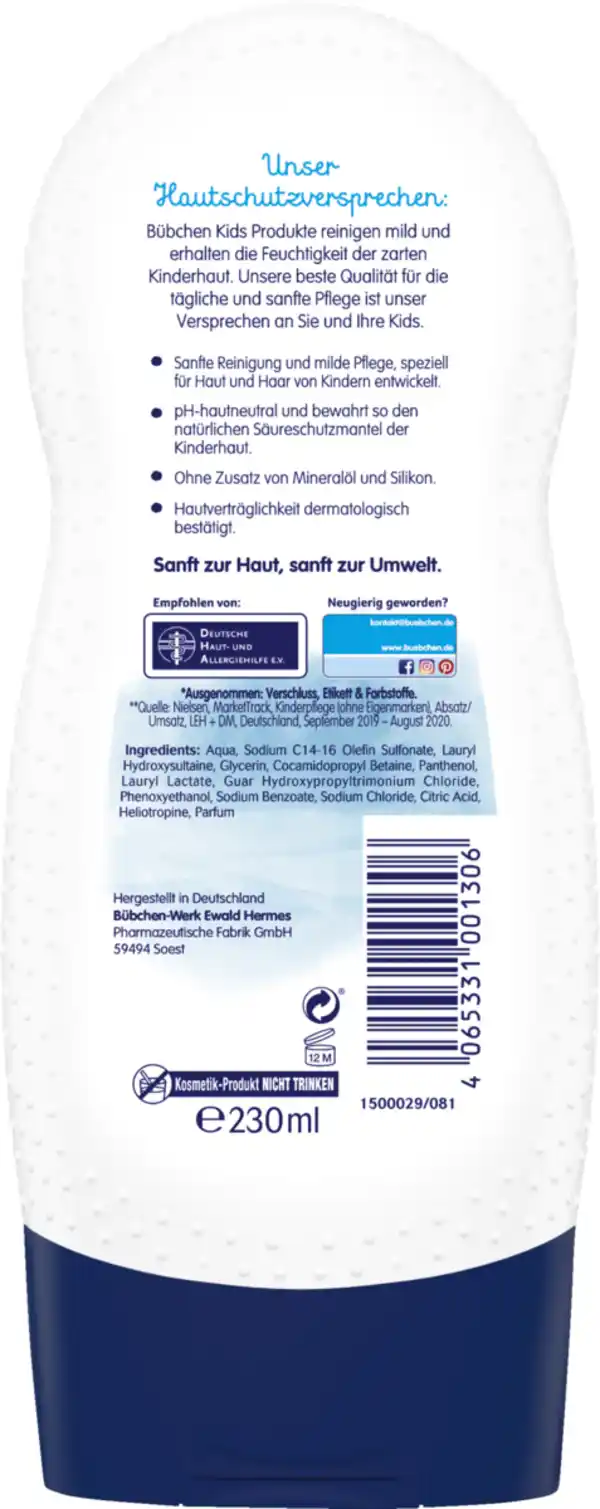 Bild 2 von Bübchen Shampoo & Duschgel Sensitiv 2in1 Sanfte Lieblinge, 230 ml