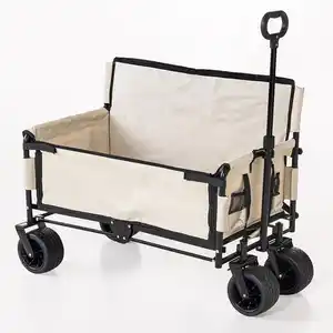 Hardin 1fachgut Bollerwagen mit robustem Stahlrahmen, ca. 90 x 60 x 107 cm – Beige/Schwarz