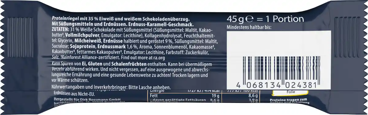 Bild 2 von WellMix Riegel White Peanut Toffee Flavour, 45 g