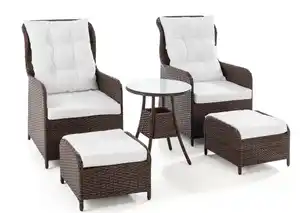 Hardin 1fachgut 11tlg. Lounge-Sessel mit Hocker und Tisch inkl. Polsterauflagen - Braun