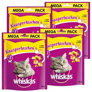 Whiskas KNUSPERTASCHEN™ Beutel mit Huhn und Käse 180g - 4er Set
