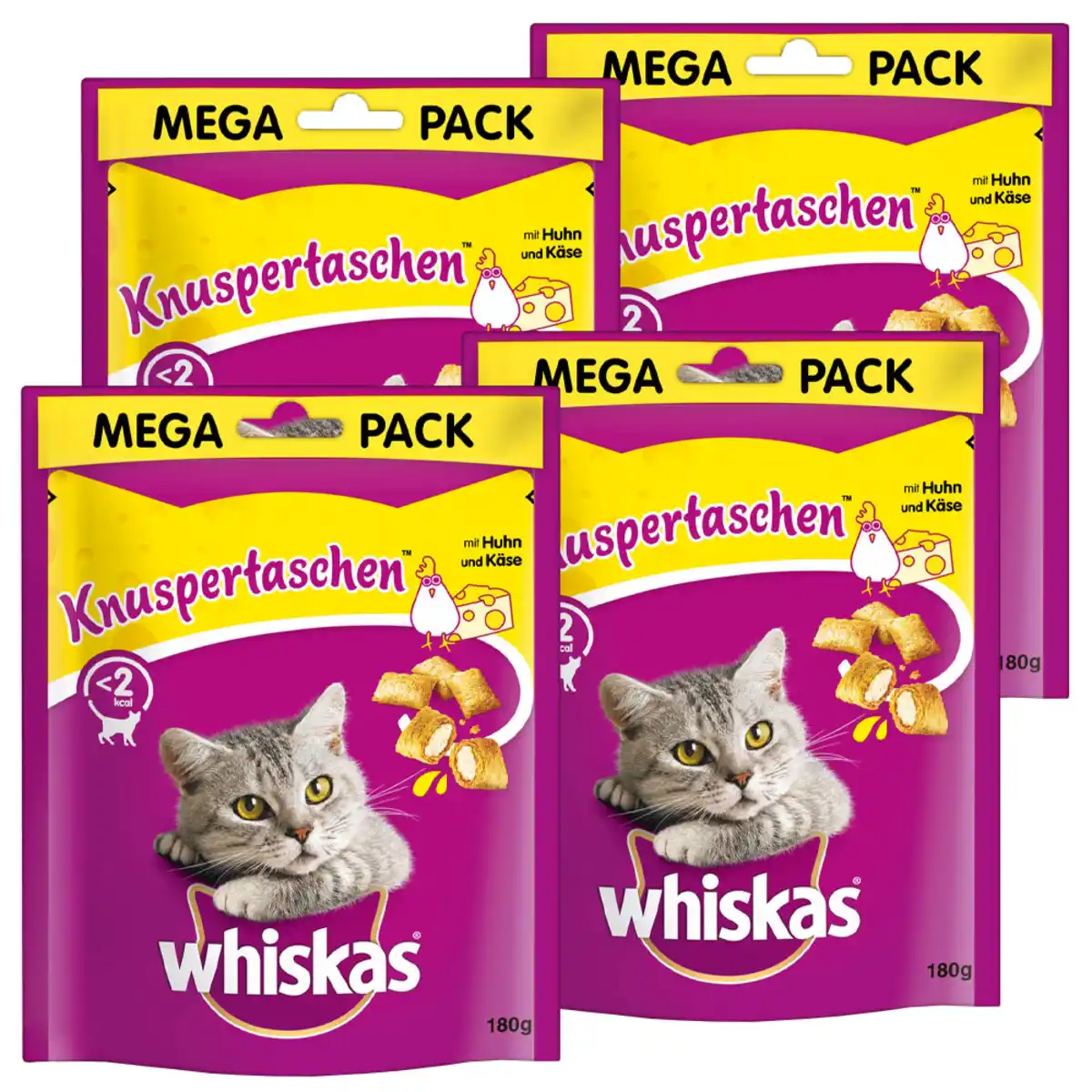 Bild 1 von Whiskas KNUSPERTASCHEN™ Beutel mit Huhn und Käse 180g - 4er Set