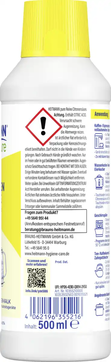 Bild 2 von Heitmann pure Reine Citronensäure, 500 ml