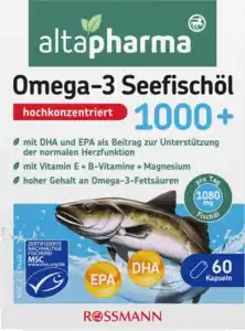 altapharma Omega-3 Seefischöl 1000+ B-Vitamine + Folsäure + Magnesium + Vitamin E, 65 g