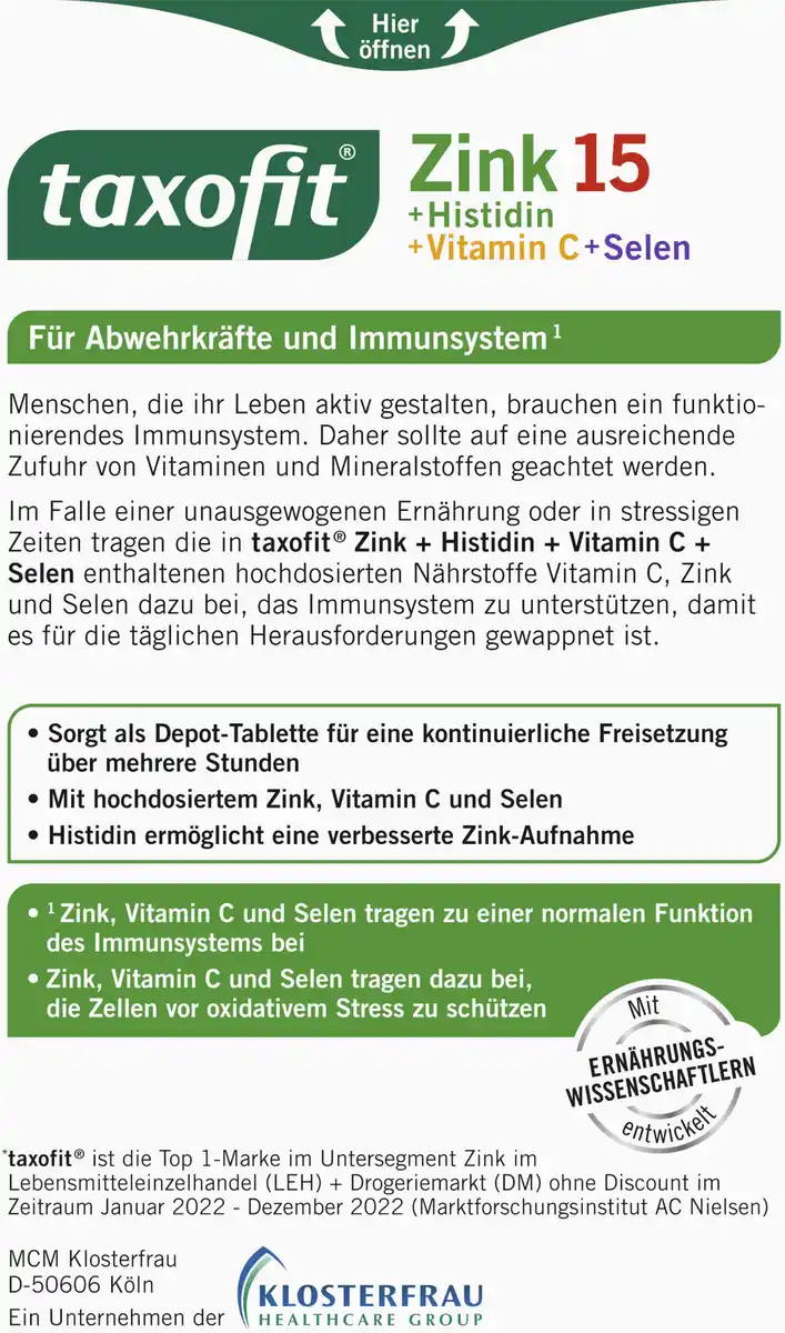 Bild 3 von taxofit Zink+Histidin+Selen Depot Tabletten, 31,5 g