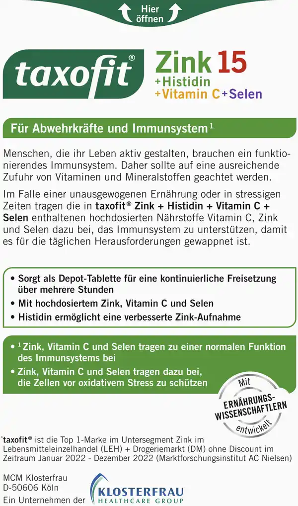 Bild 3 von taxofit Zink+Histidin+Selen Depot Tabletten, 31,5 g