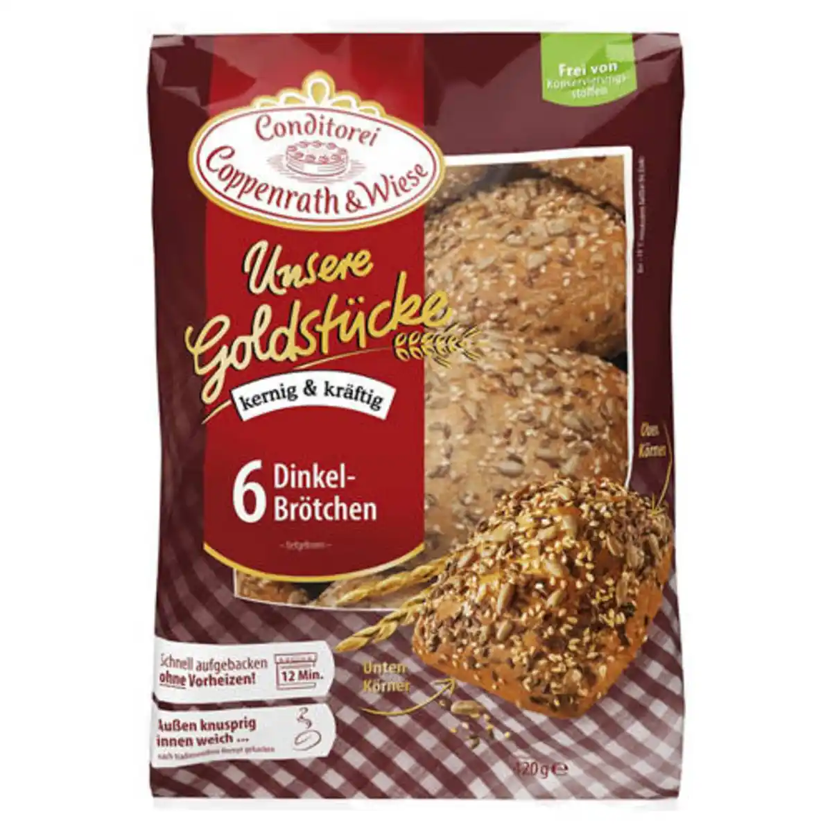 Bild 1 von CONDITOREI COPPENRATH & WIESE Aufbackbrötchen Unsere Goldstücke 420 g, Dinkelbrötchen