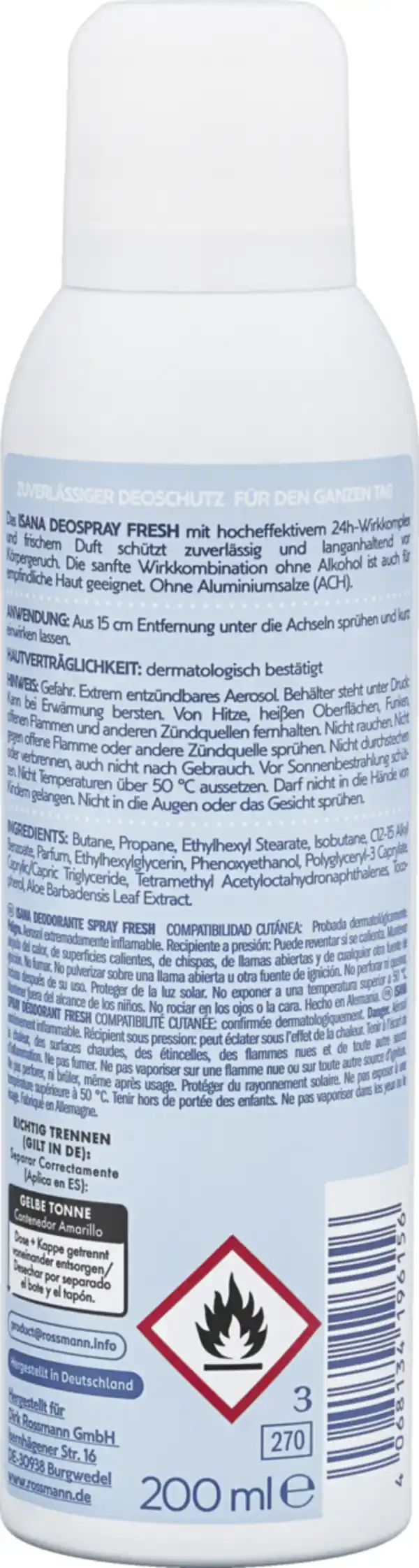 Bild 2 von ISANA Deospray Fresh, 200 ml