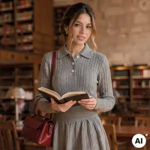 Damen-Zopfstrickpullover mit Glitzer-Knöpfen