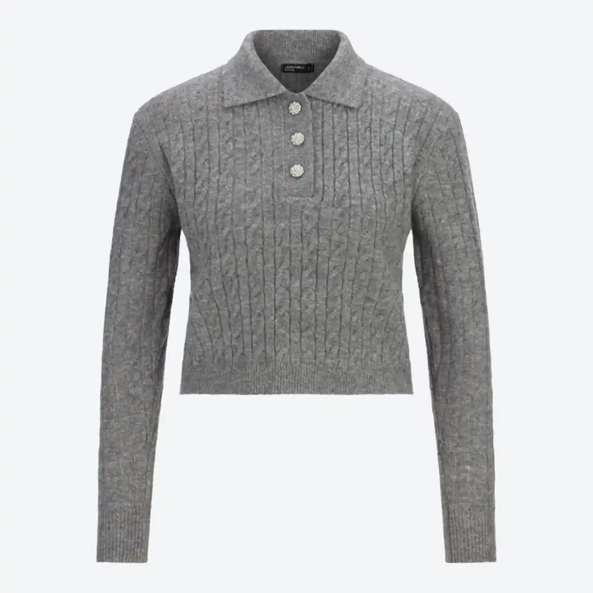 Bild 2 von Damen-Zopfstrickpullover mit Glitzer-Knöpfen