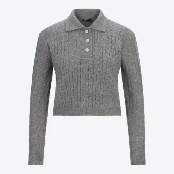 Bild 2 von Damen-Zopfstrickpullover mit Glitzer-Knöpfen