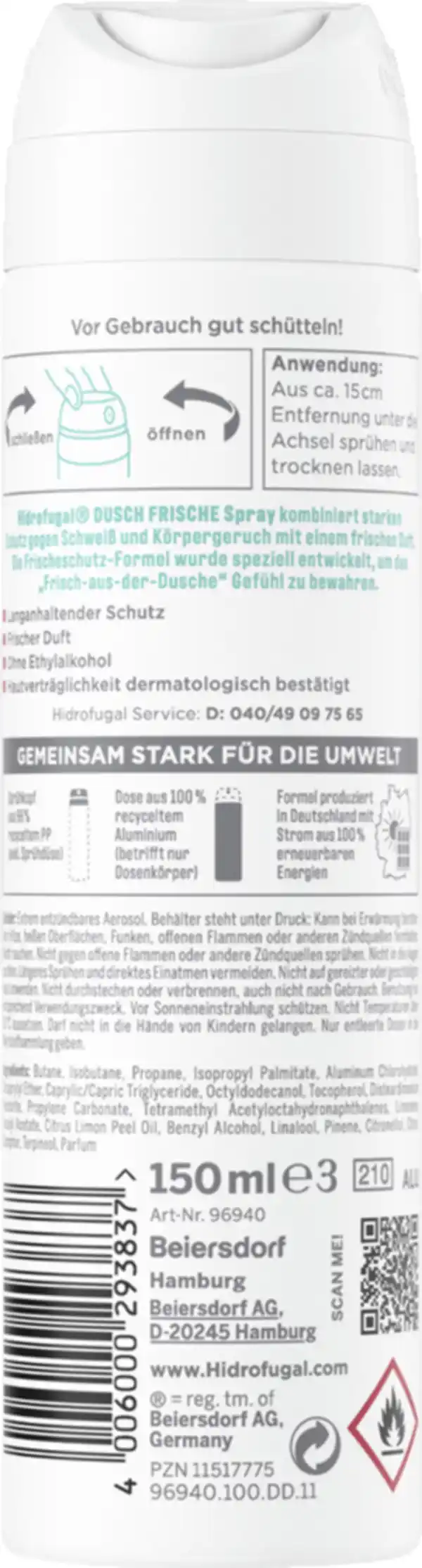 Bild 2 von Hidrofugal DUSCH FRISCHE Anti-Transpirant Spray, 150 ml