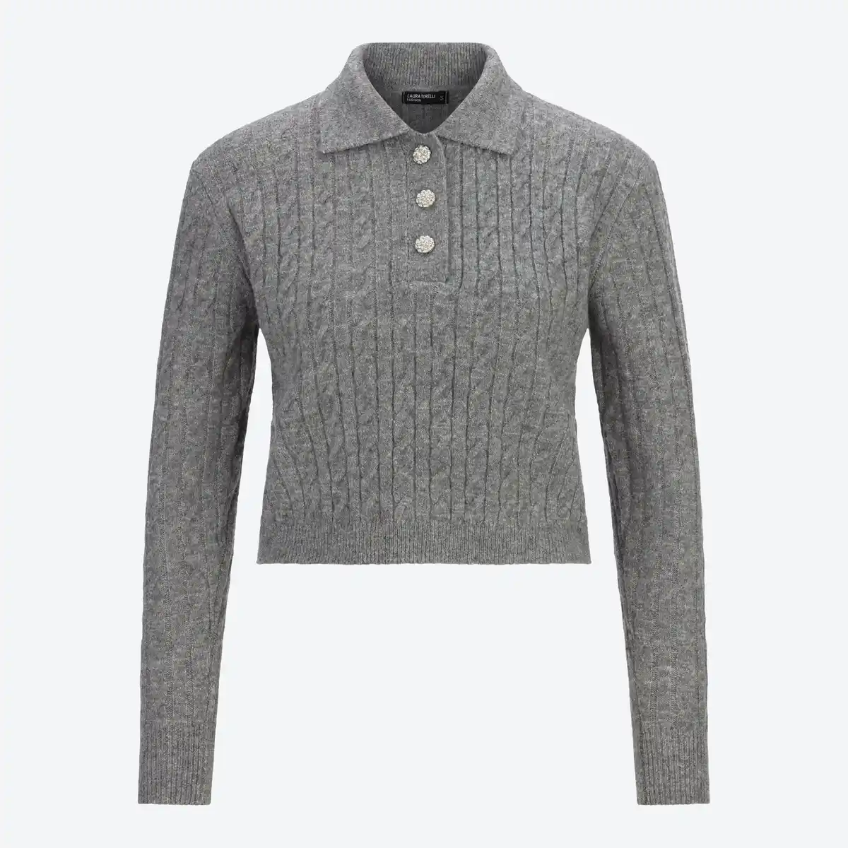 Bild 3 von Damen-Zopfstrickpullover mit Glitzer-Knöpfen