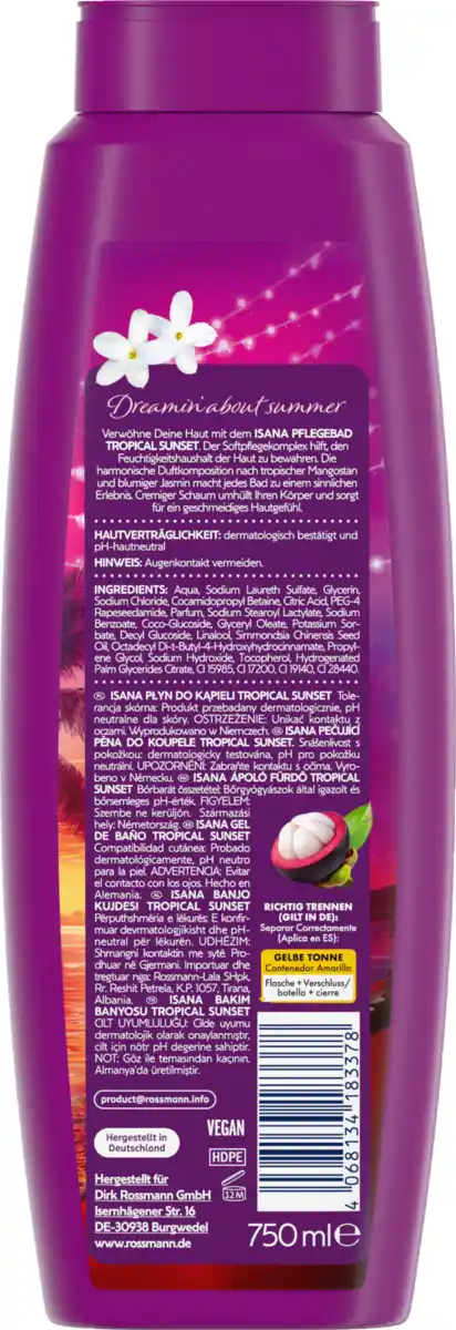 Bild 2 von ISANA Schaumbad Tropical Sunset, 750 ml