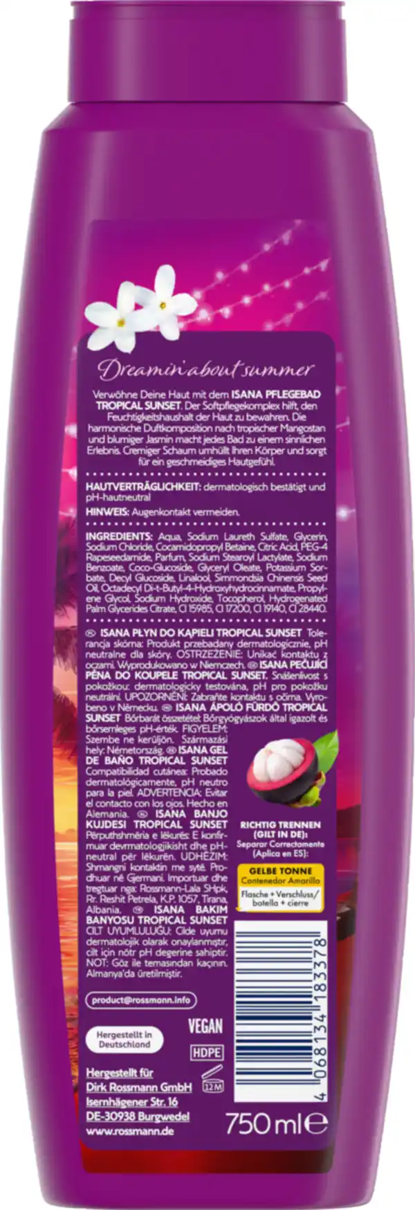 Bild 2 von ISANA Schaumbad Tropical Sunset, 750 ml