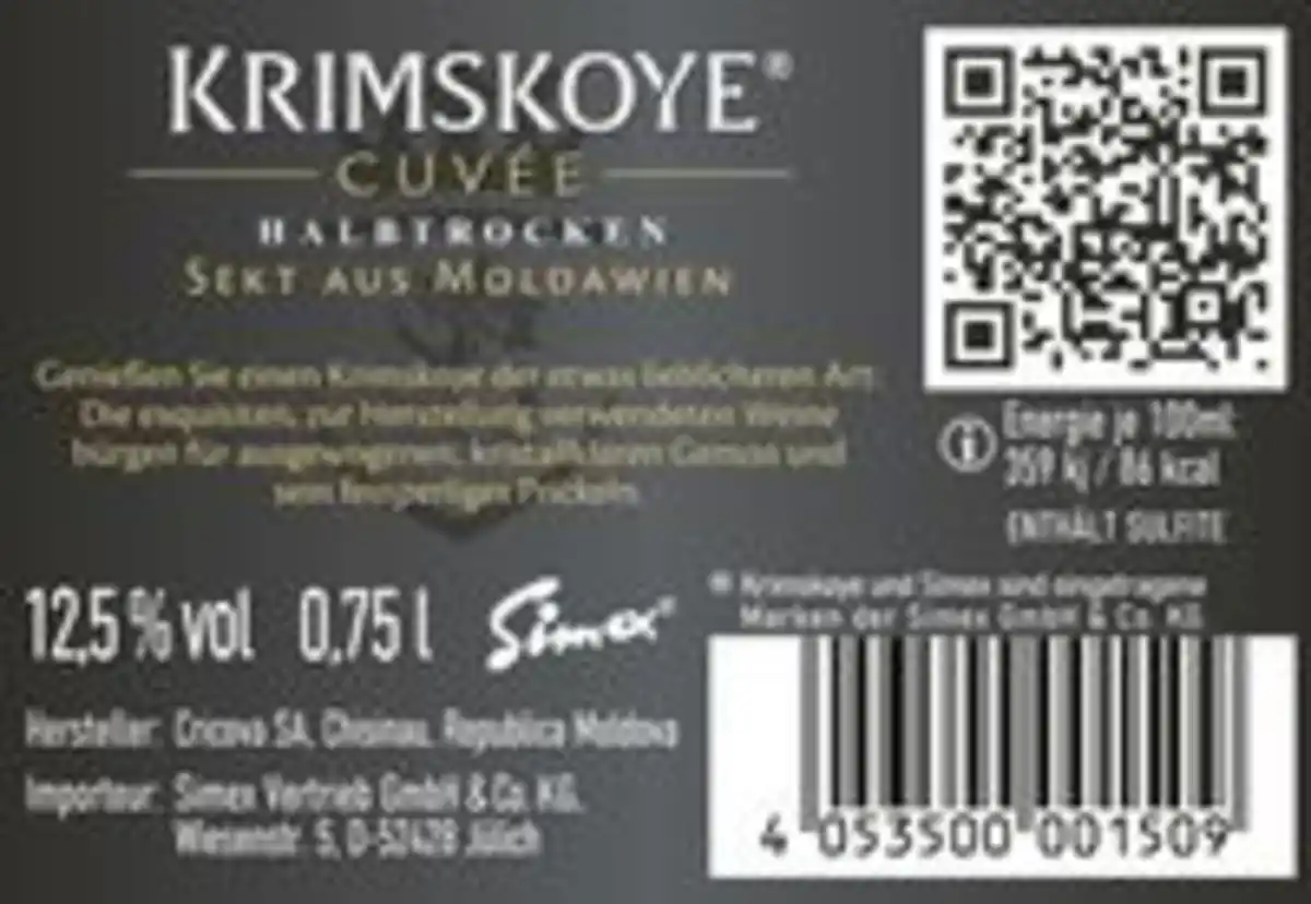 Bild 2 von Krimskoye Sekt aus Moldawien weiß halbtrocken