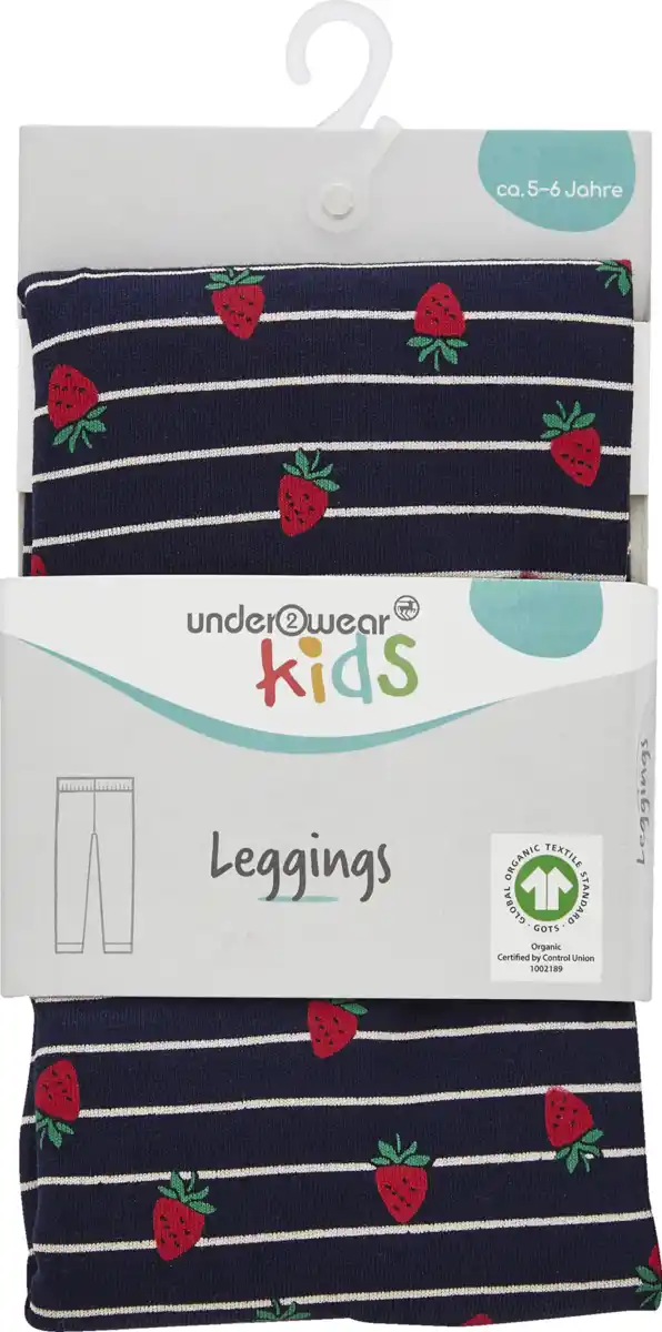 Bild 1 von under2wear kids LEGGINGS STREIFEN NAVY 122/128 GOTS
