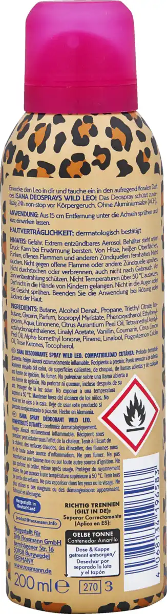 Bild 2 von ISANA Deospray Wild Leo, 200 ml