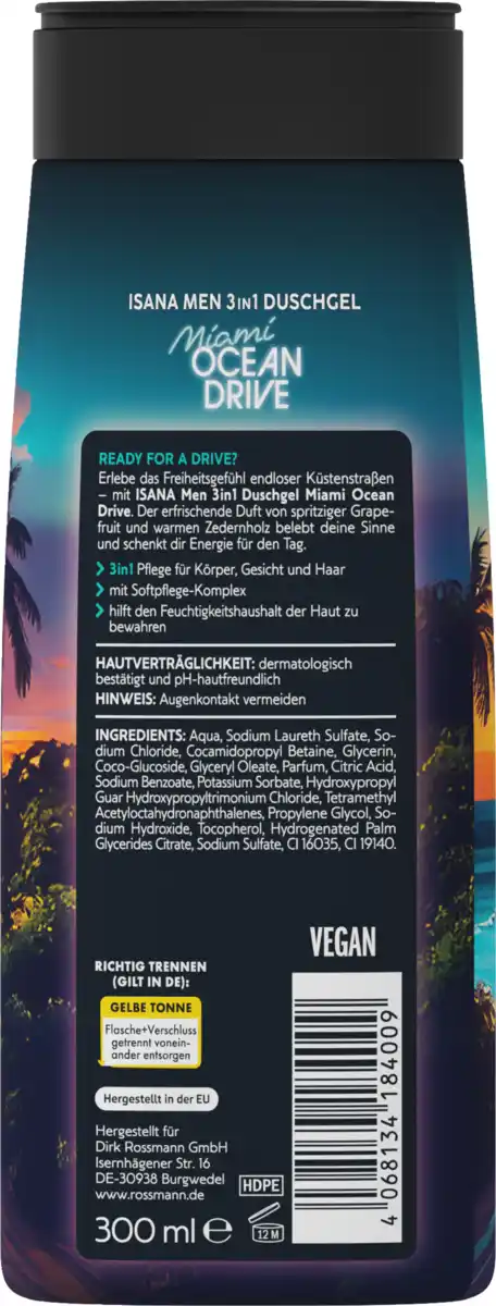 Bild 2 von ISANA MEN 3in1 Duschgel Miami Ocean Drive, 300 ml