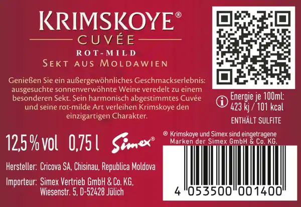 Bild 3 von Krimskoye Sekt aus Moldawien rot mild