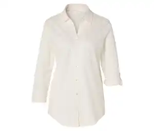 Piqué-Jerseybluse, creme