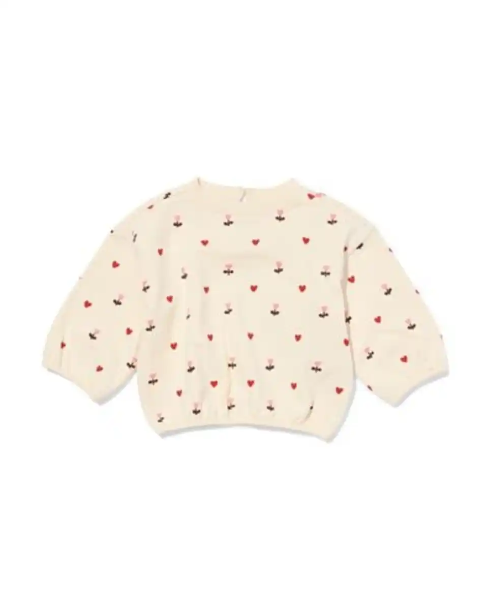 Bild 1 von Babypullover aus Sweatstoff mit Herzen und Blumen ecru